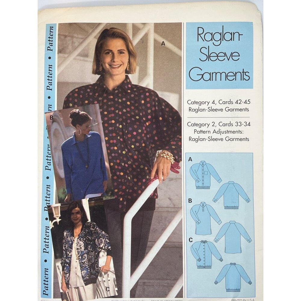 Raglan-Sleeve Garments Sewing Pattern For Misses Sizes XS-XL Includes Tops & Car